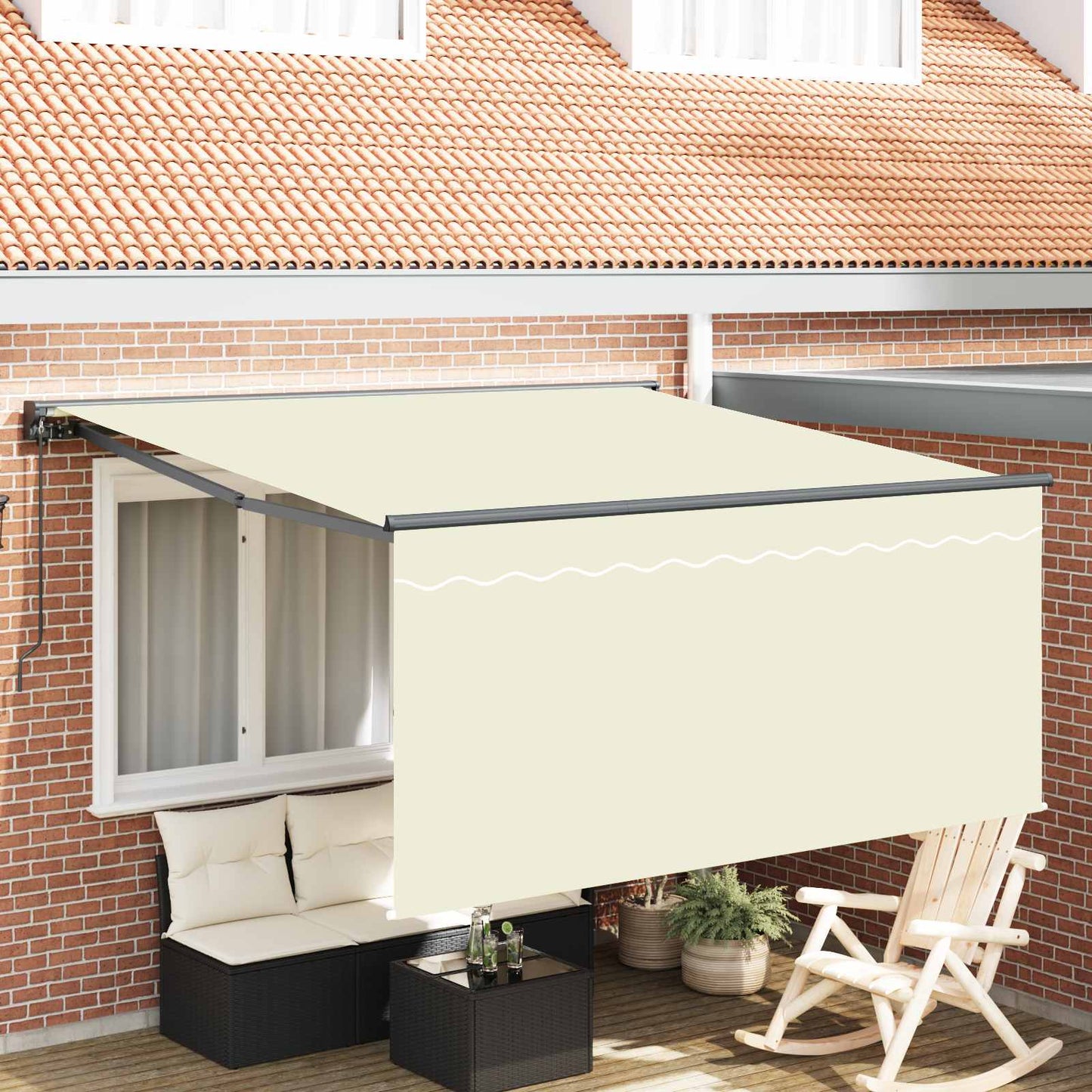 Tenda Retrattile Crema 350 x 250 cm Poliestere e Alluminio