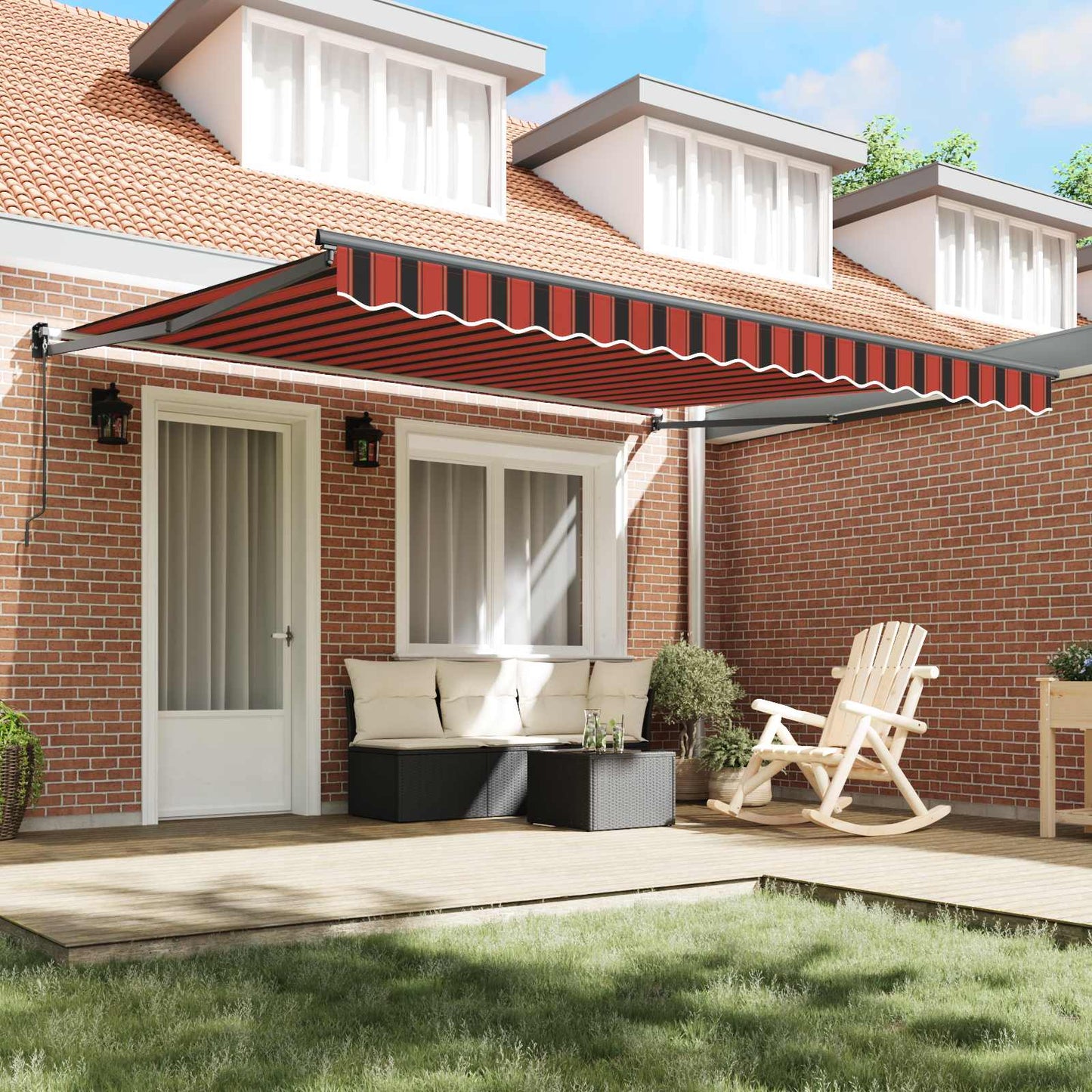 Tenda Retrattile arancione e marrone 350 x 250 cm Tessuto