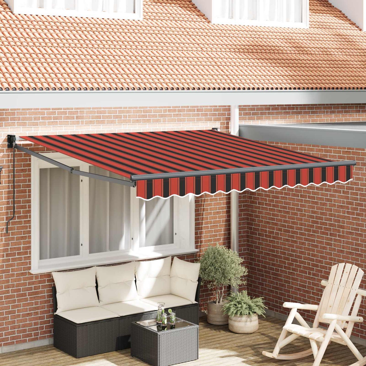 Tenda da Sole Rosso e Nero 350 x 250 x 165 cm Poliestere