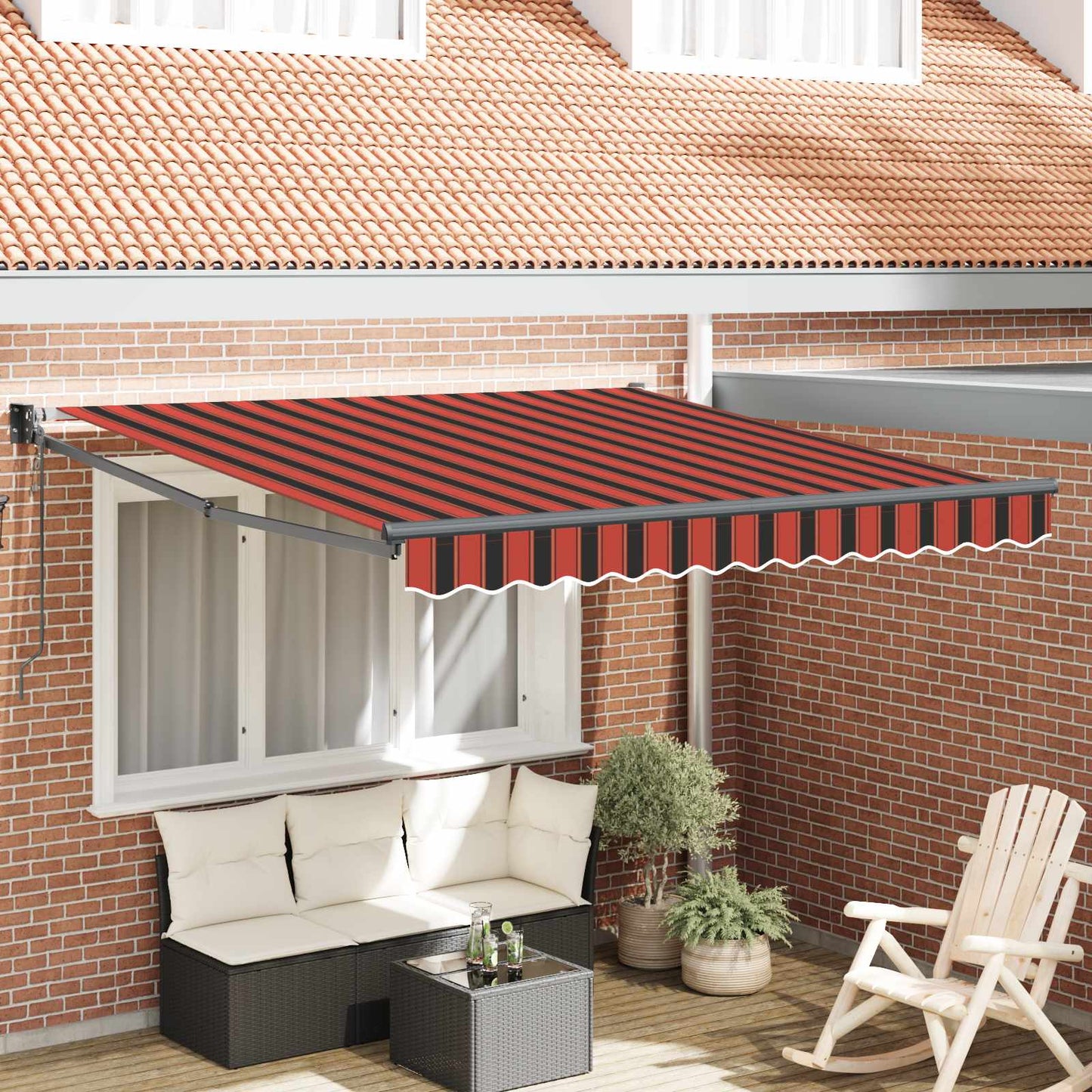 Tenda da Sole Rosso e Nero 350 x 250 x 165 cm Poliestere