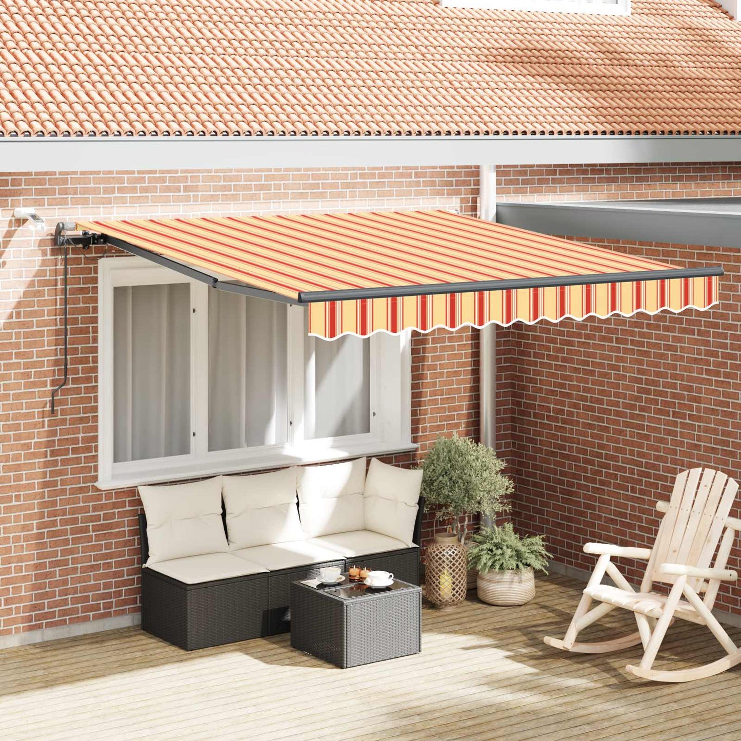 Tessuto per Tenda Giallo e Arancione 350 x 250 cm Poliestere