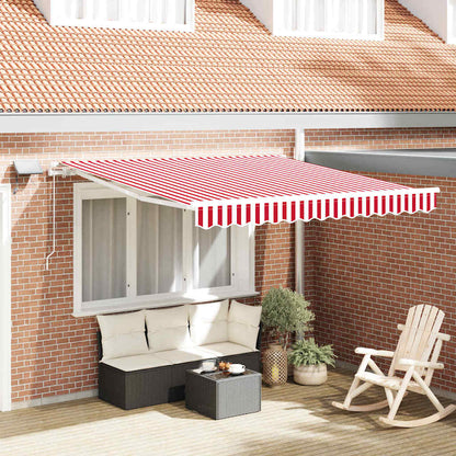 Tenda Retrattile Rosso e Bianco 350 x 250 cm Tessuto e acciaio