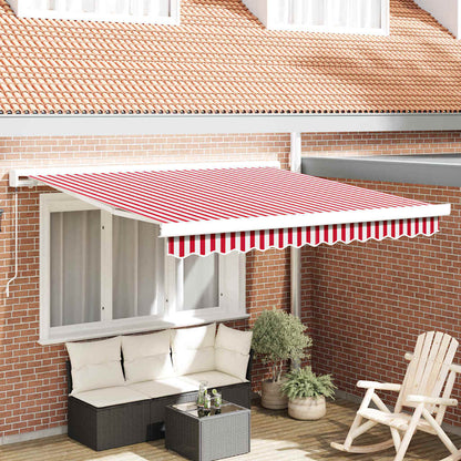 Tenda Retrattile Rosso e Bianco 350 x 250 cm Tessuto e Metallo