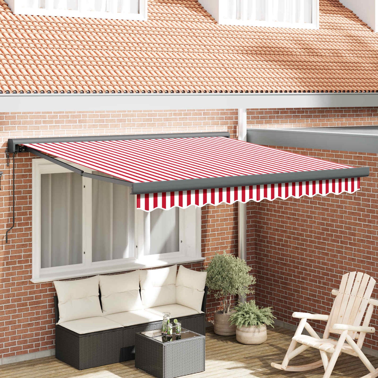 Tenda da Sole Rosso e Bianco 350 x 250 x 165 cm