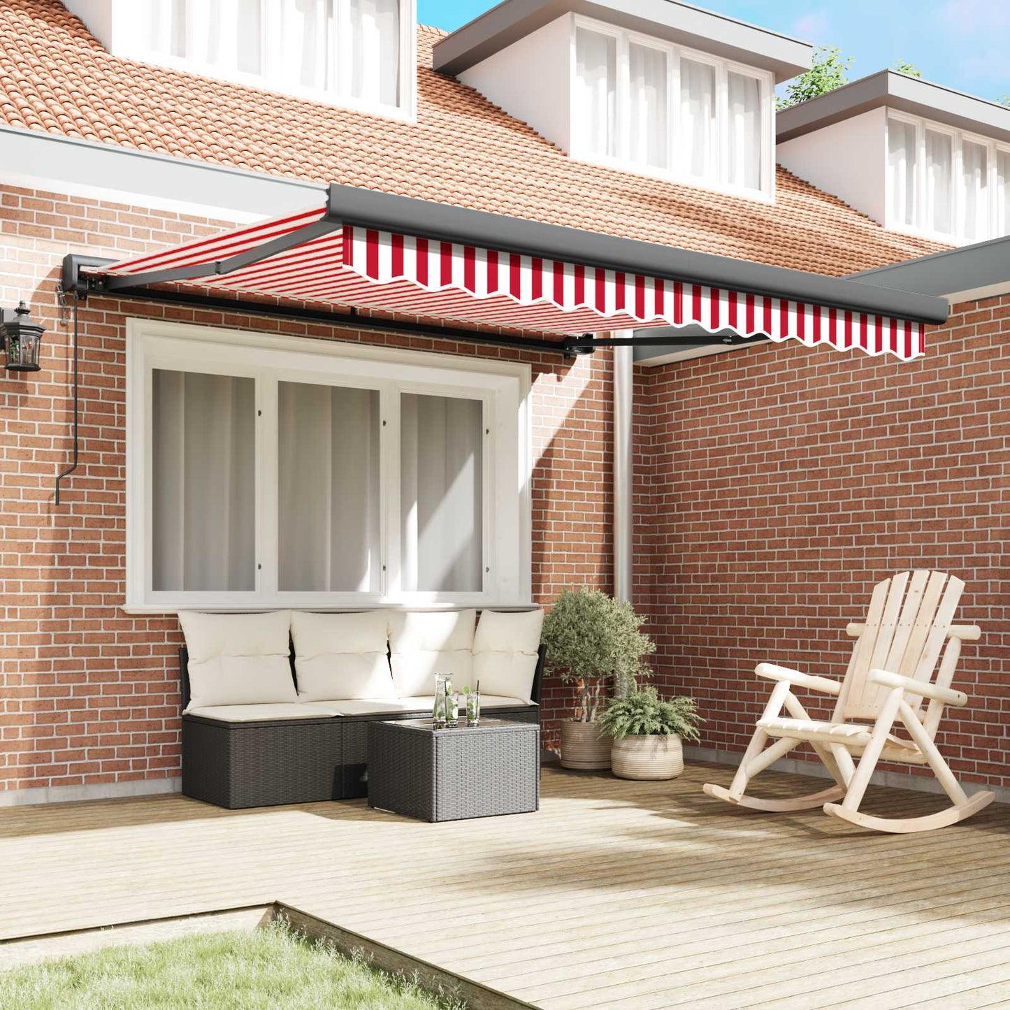 Tenda da Sole Rosso e Bianco 350 x 250 x 165 cm