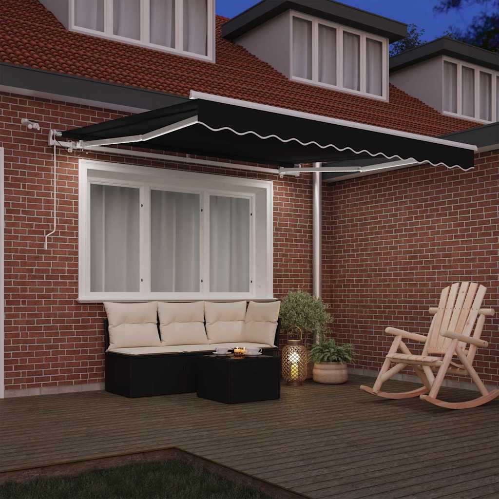 Tenda Retrattile Nero 350 x 250 cm Poliestere e Metallo