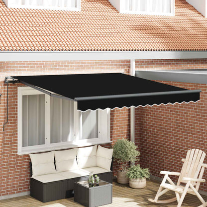 Tenda Retrattile Nero 350 x 250 cm Poliestere e Acciaio