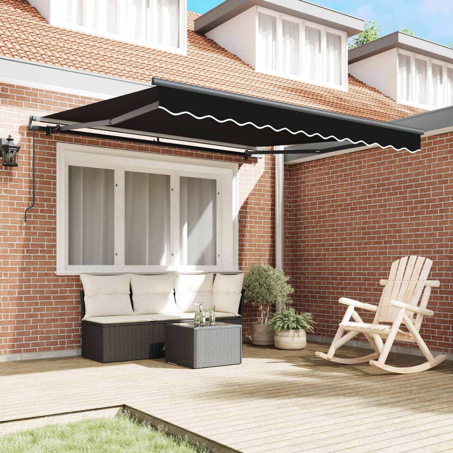 Tenda Retrattile Nero 350 x 250 cm Poliestere e Acciaio