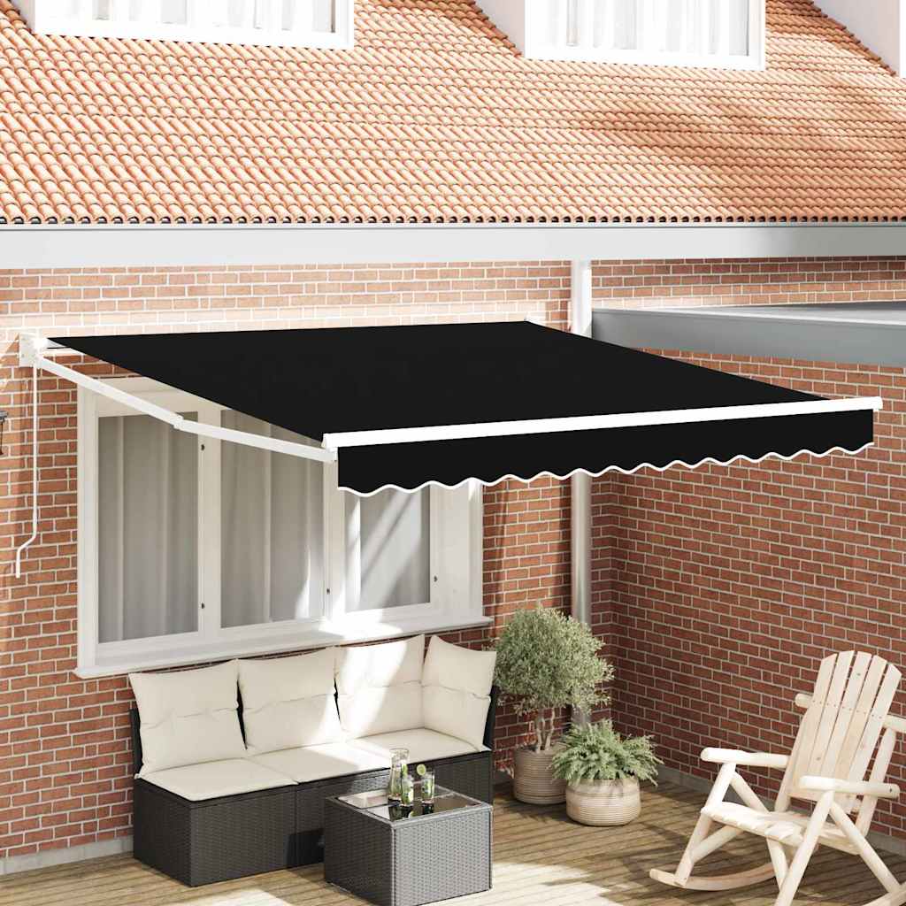 Tenda Retrattile Nero 350 x 250 cm Poliestere e Alluminio