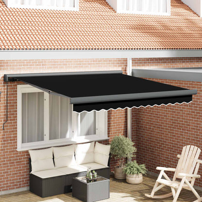 Tenda Retrattile Nero 350 x 250 cm Tessuto e Metallo