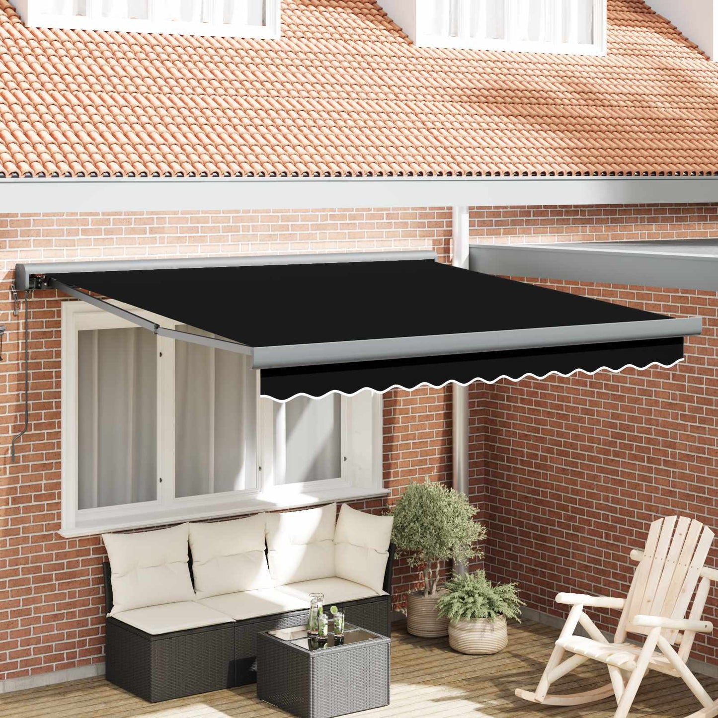 Tenda da Sole Nero 350 x 250 x 165 cm Poliestere e Alluminio