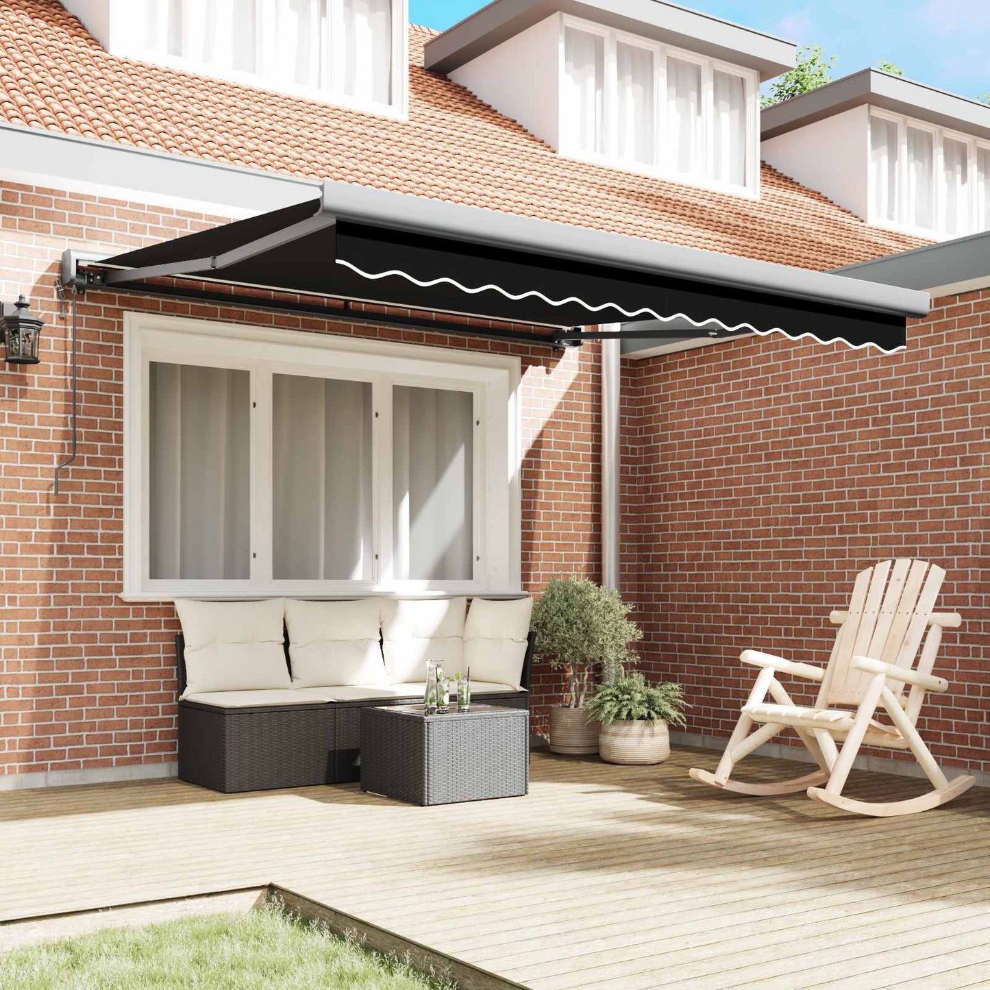 Tenda da Sole Nero 350 x 250 x 165 cm Poliestere e Alluminio