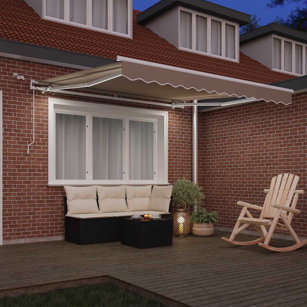 Tenda Retrattile Beige 350 x 250 cm Poliestere e Metallo