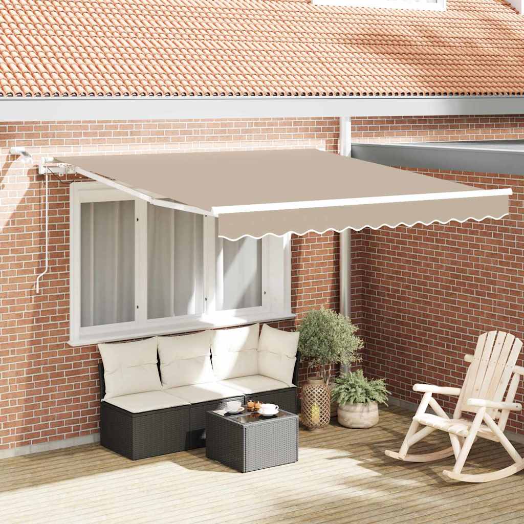 Tenda Retrattile Beige 350 x 250 cm Poliestere e Metallo