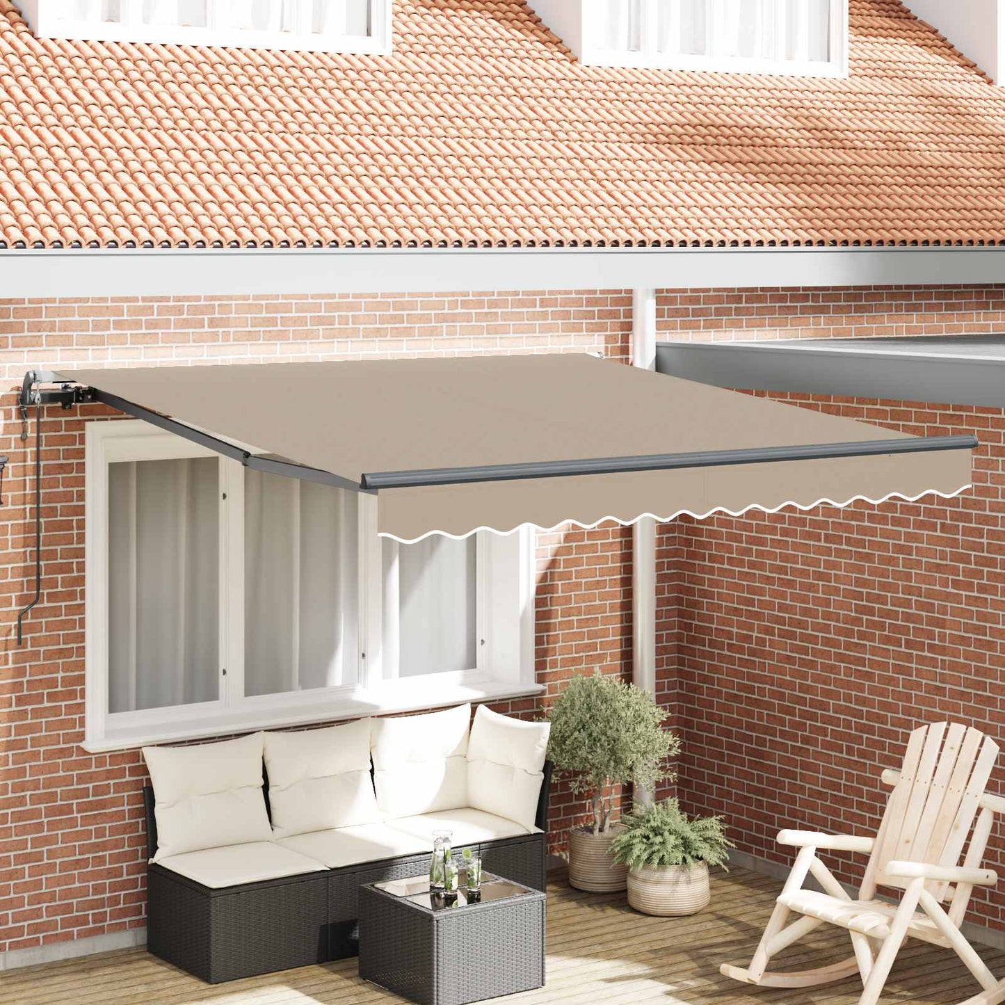 Tenda Retrattile Beige 350 x 250 cm Tessuto e Alluminio