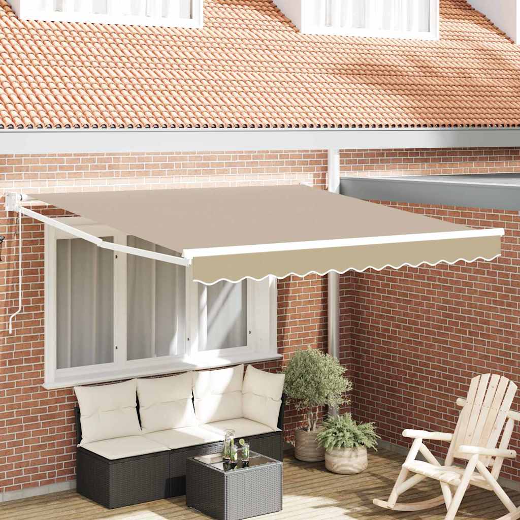 Tenda Retrattile Beige 350 x 250 cm Poliestere e Alluminio