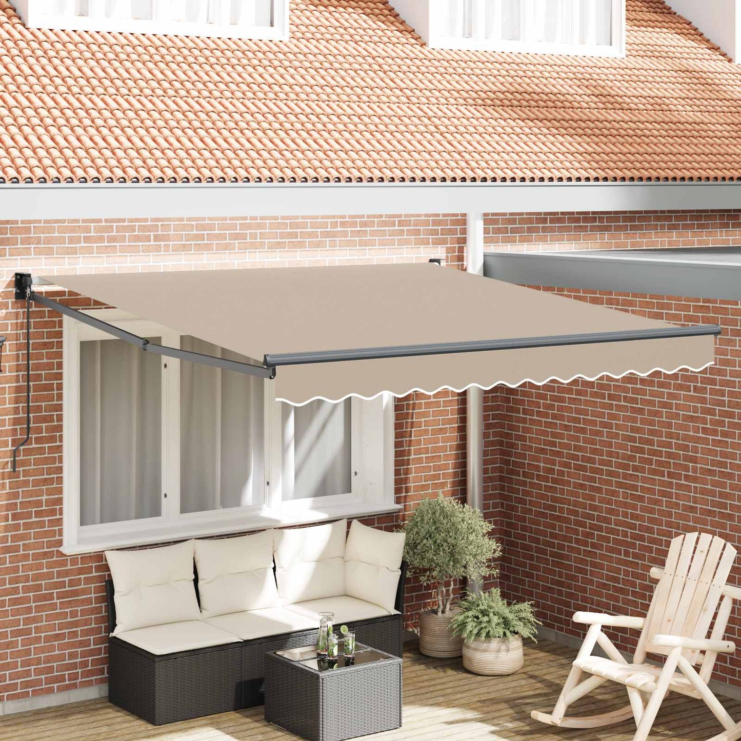 Tenda Retrattile Beige 350 x 250 cm Poliestere e Alluminio