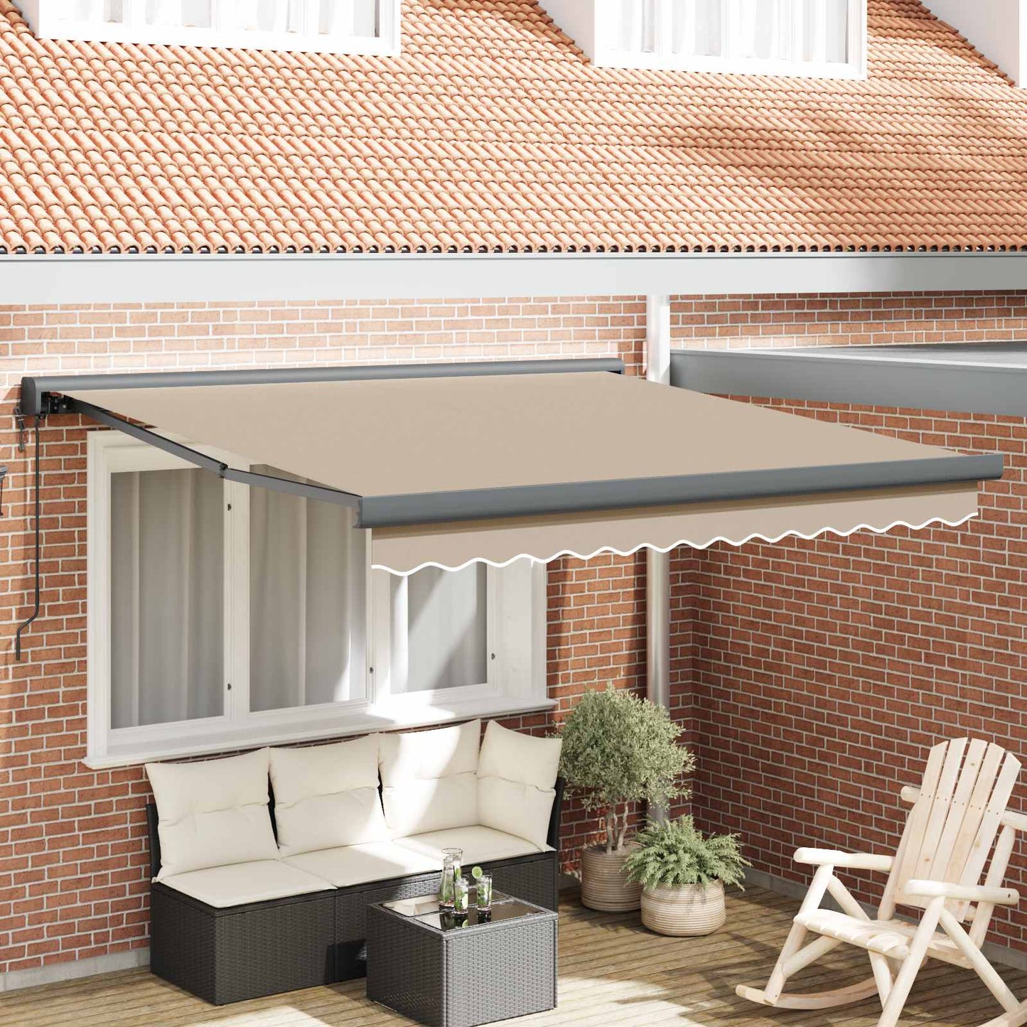 Tenda da Sole Beige 350 x 250 cm Poliestere e Alluminio