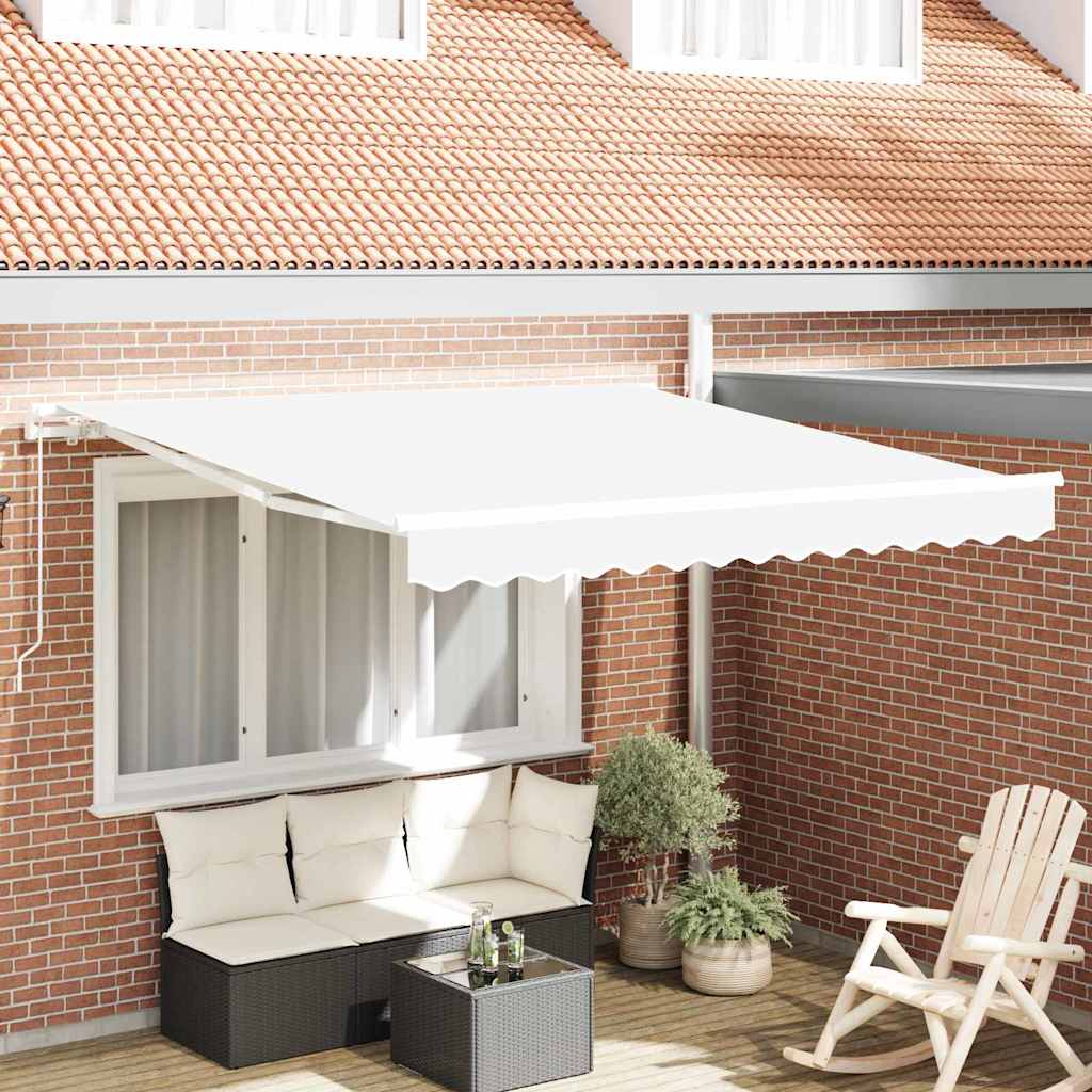 Tenda Retrattile Bianco 350 x 250 cm Poliestere e Alluminio