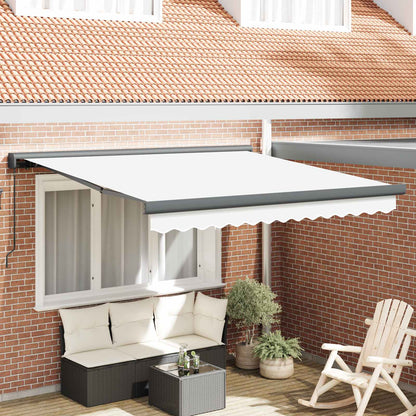 Tenda Retrattile Bianco 350 x 250 cm Tessuto e Metallo