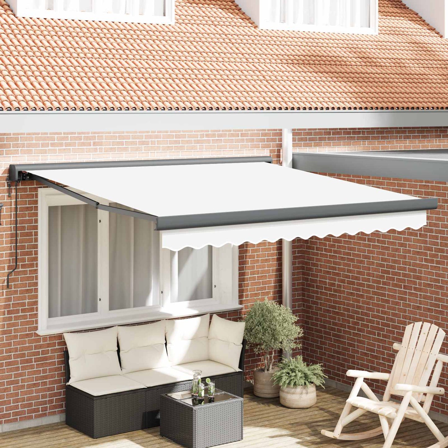 Tenda da Sole Bianco 350 x 250 x 165 cm Poliestere e Alluminio