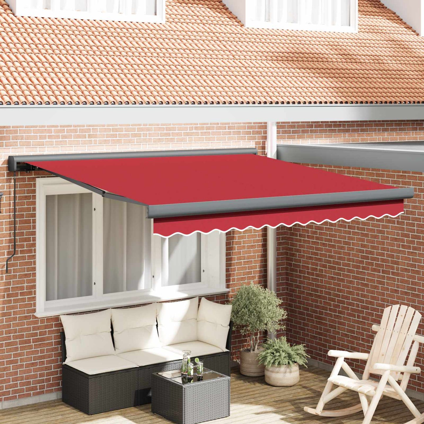 Tenda Retrattile Rosso 350 x 250 cm Tessuto e Metallo
