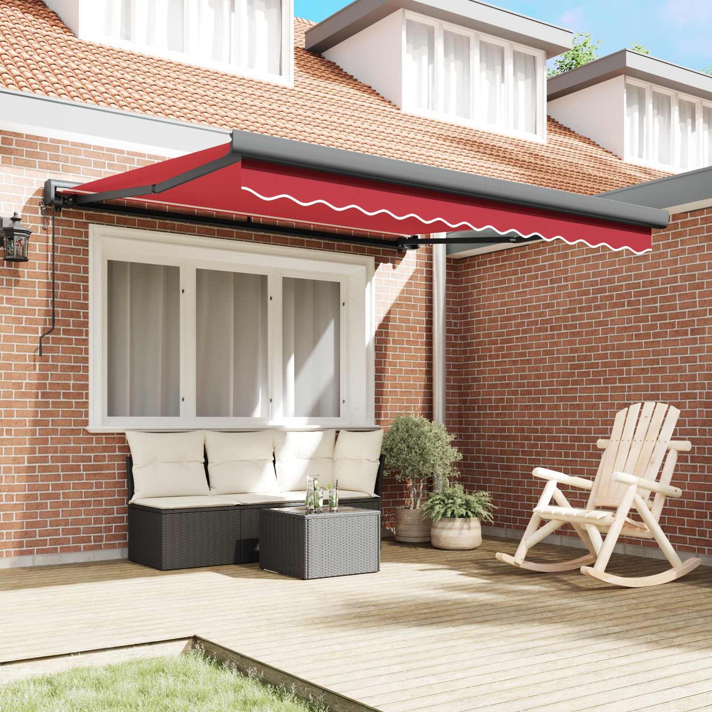 Tenda da Sole Rosso 350 x 250 x 165 cm Poliestere e Alluminio