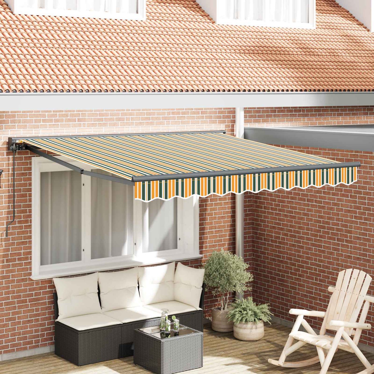 Tenda Retrattile Verde e Giallo 350 x 250 cm