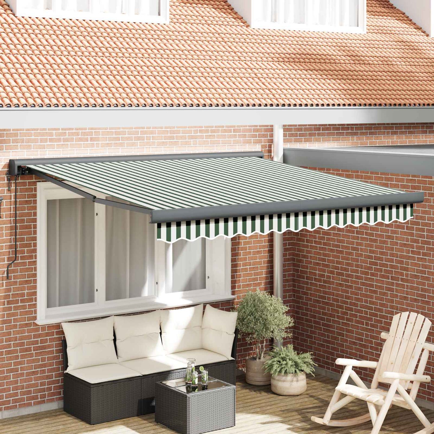 Tenda da Sole Verde e Bianco 350 x 250 x 165 cm