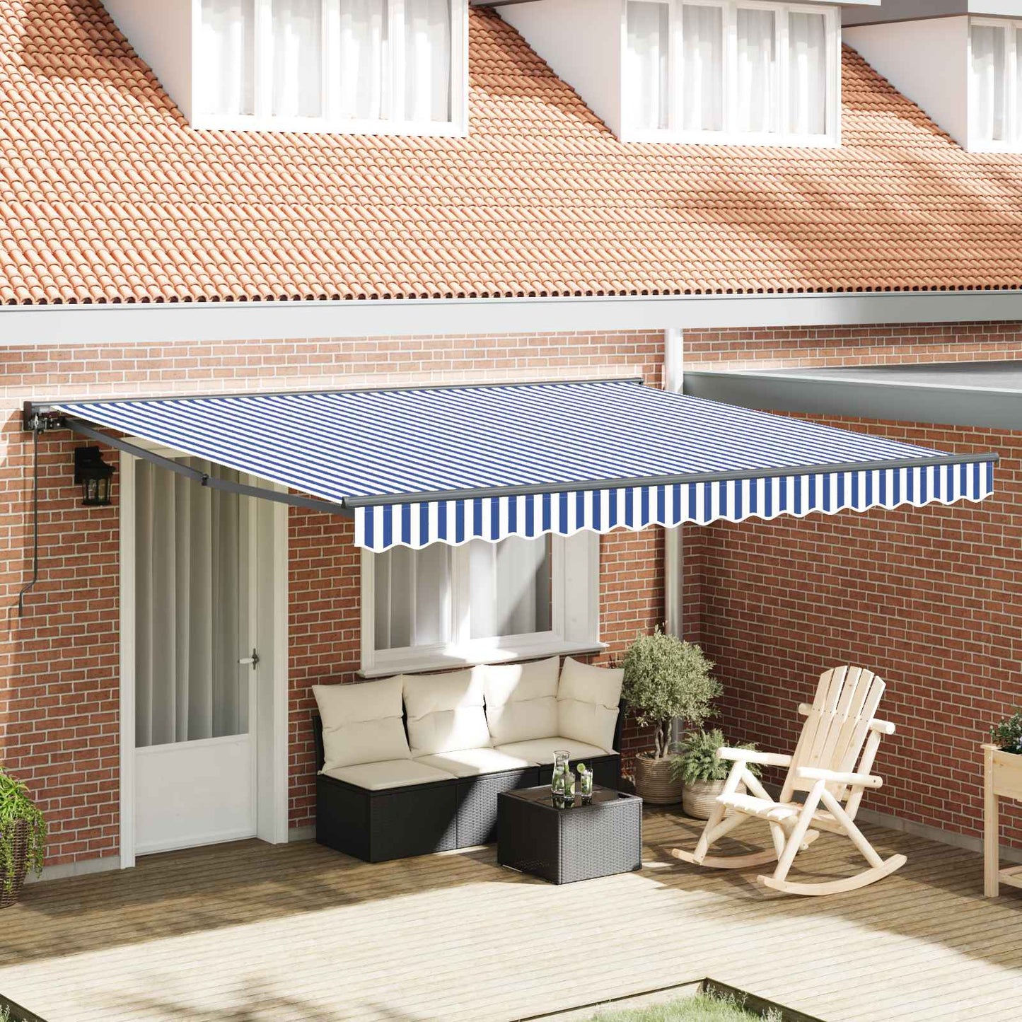 Tenda Retrattile Blu e Bianco 400 Ãƒâ€” 300 cm Alluminio e Tessuto