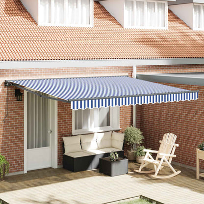 Tenda Retrattile Blu e Bianco 400 Ãƒâ€” 300 cm Alluminio e Tessuto