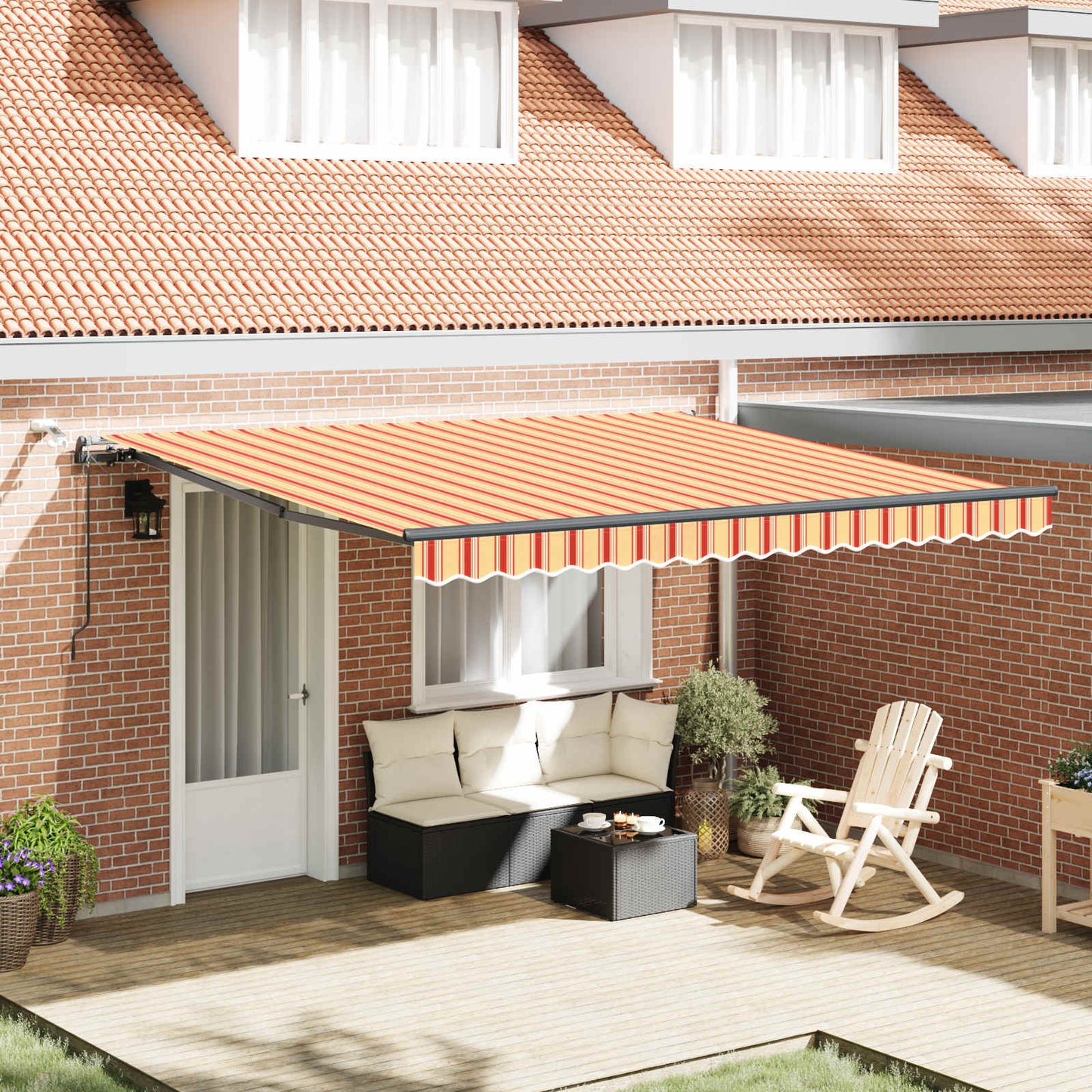 Tessuto per Tenda Giallo e Arancione 400 Ãƒâ€” 300 cm Poliestere