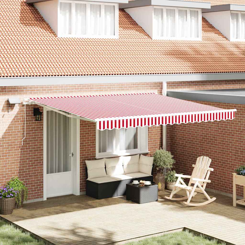 Tenda Retrattile con Rosso e bianco 400 Ãƒâ€”300 cm Tessuto
