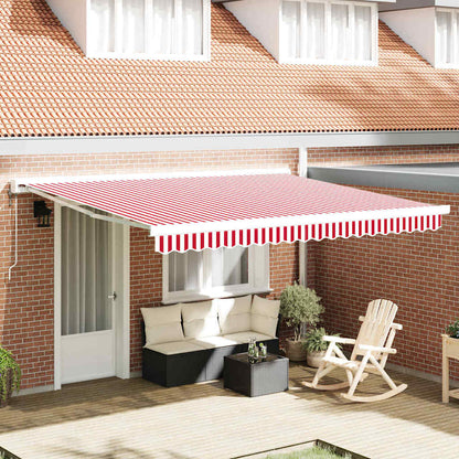 Tenda Retrattile Rosso e Bianco 400 Ã— 300 cm Tessuto e Metallo
