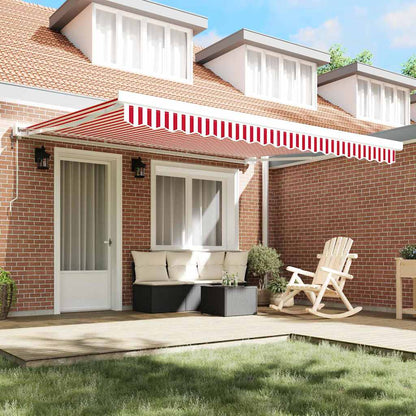 Tenda Retrattile Rosso e Bianco 400 Ã— 300 cm Tessuto e Metallo