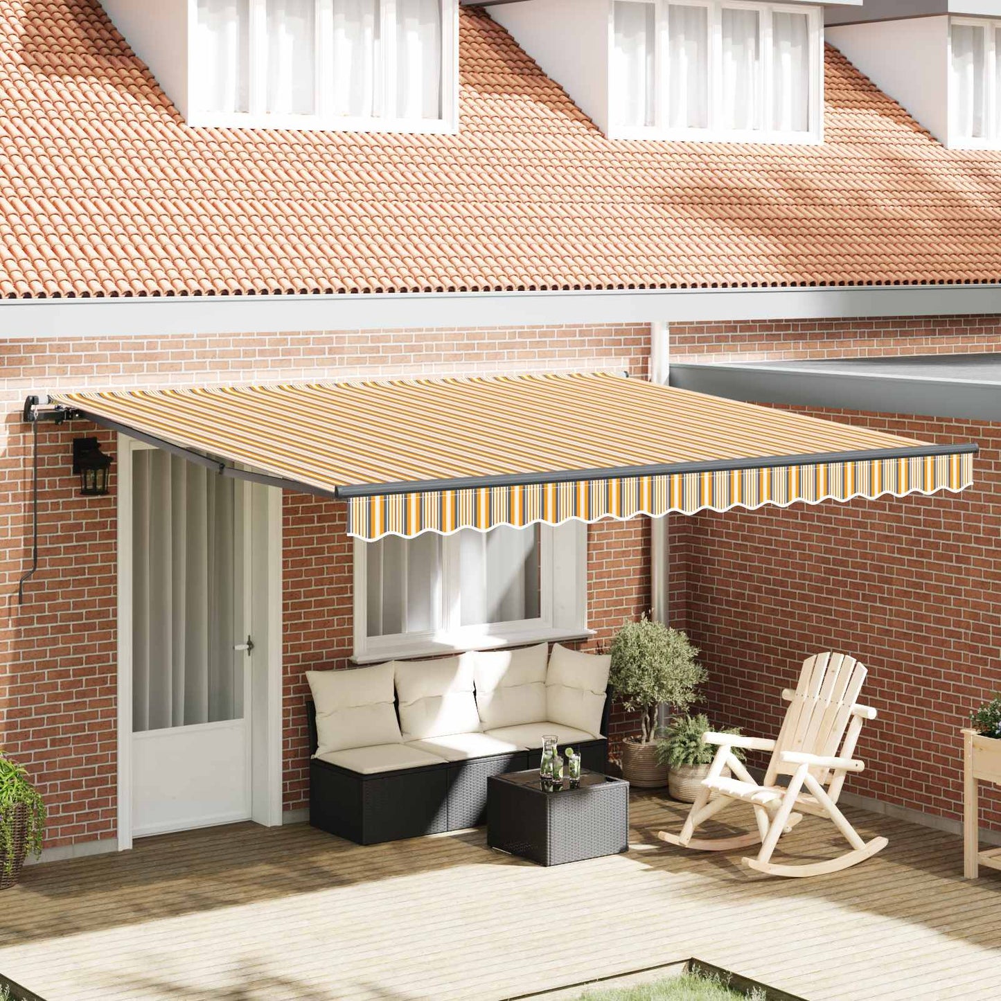 Tenda Retrattile Multicolore 400 Ãƒâ€” 300 cm Poliestere e Acciaio