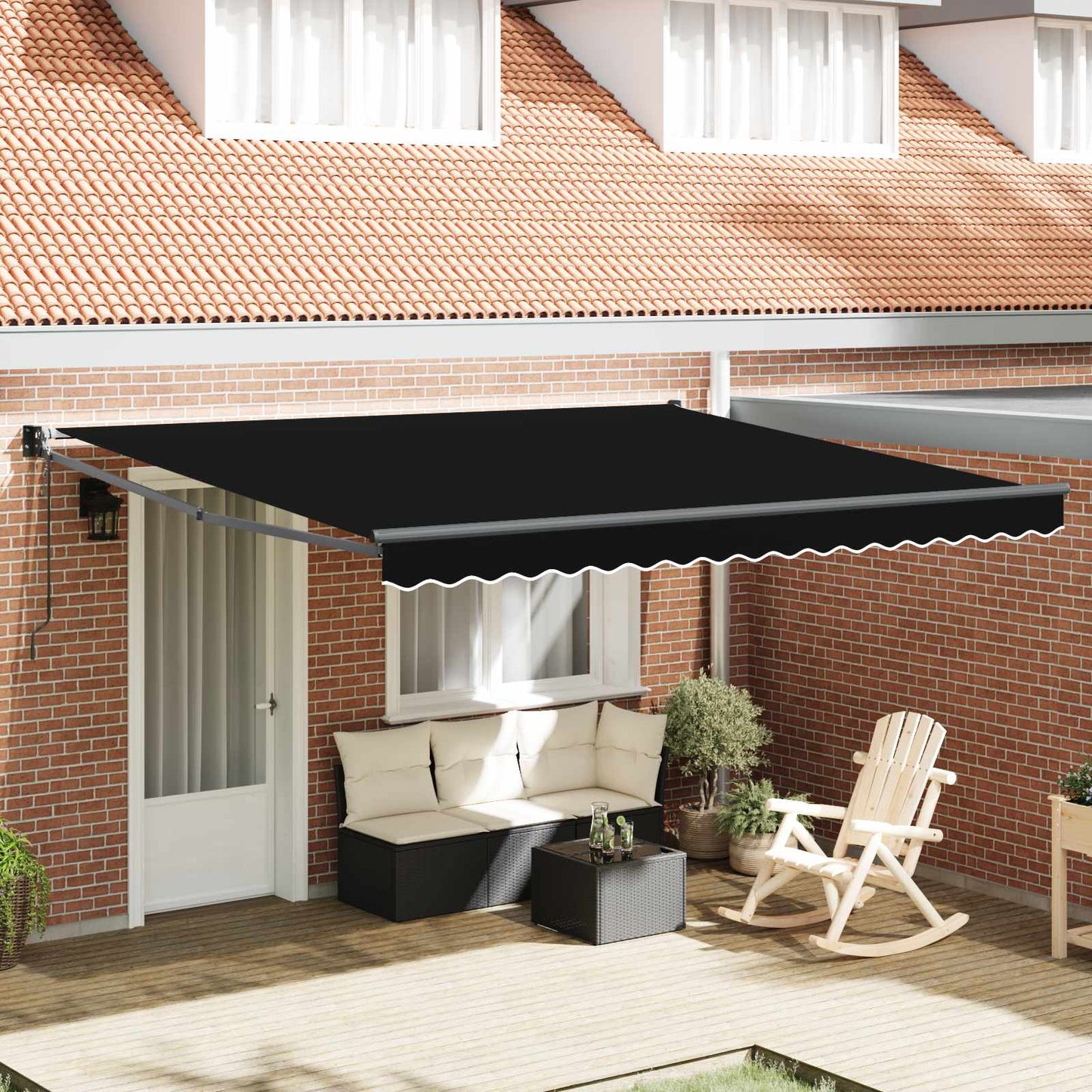 Tenda Retrattile Nero 400 Ãƒâ€” 300 cm Poliestere e Alluminio