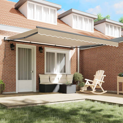 Tenda Retrattile Beige 400 Ãƒâ€” 300 cm Poliestere e Acciaio
