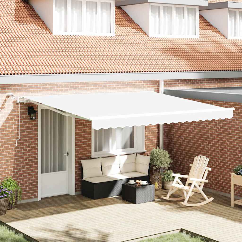 Tenda Retrattile Bianco 400 Ãƒâ€” 300 cm Poliestere e Metallo
