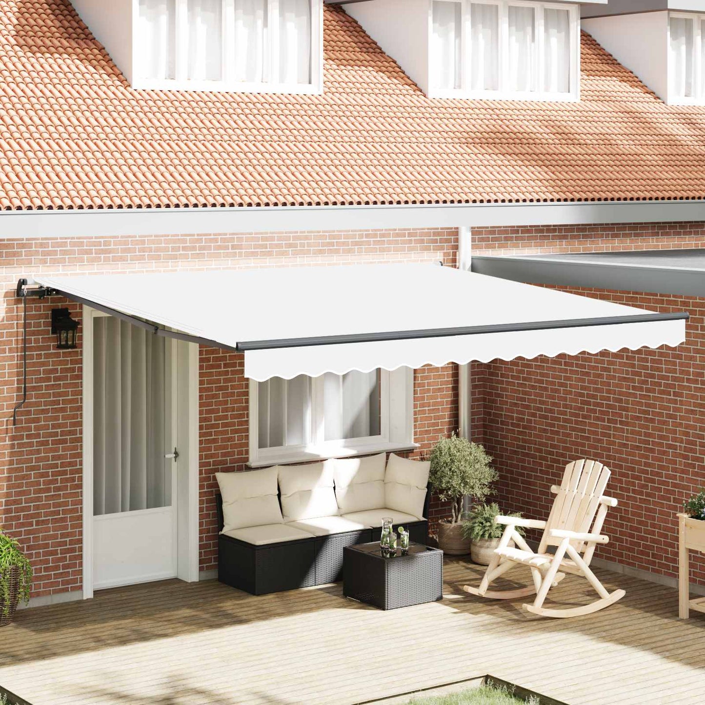 Tenda Retrattile Bianco 400 Ãƒâ€” 300 cm Poliestere e Acciaio