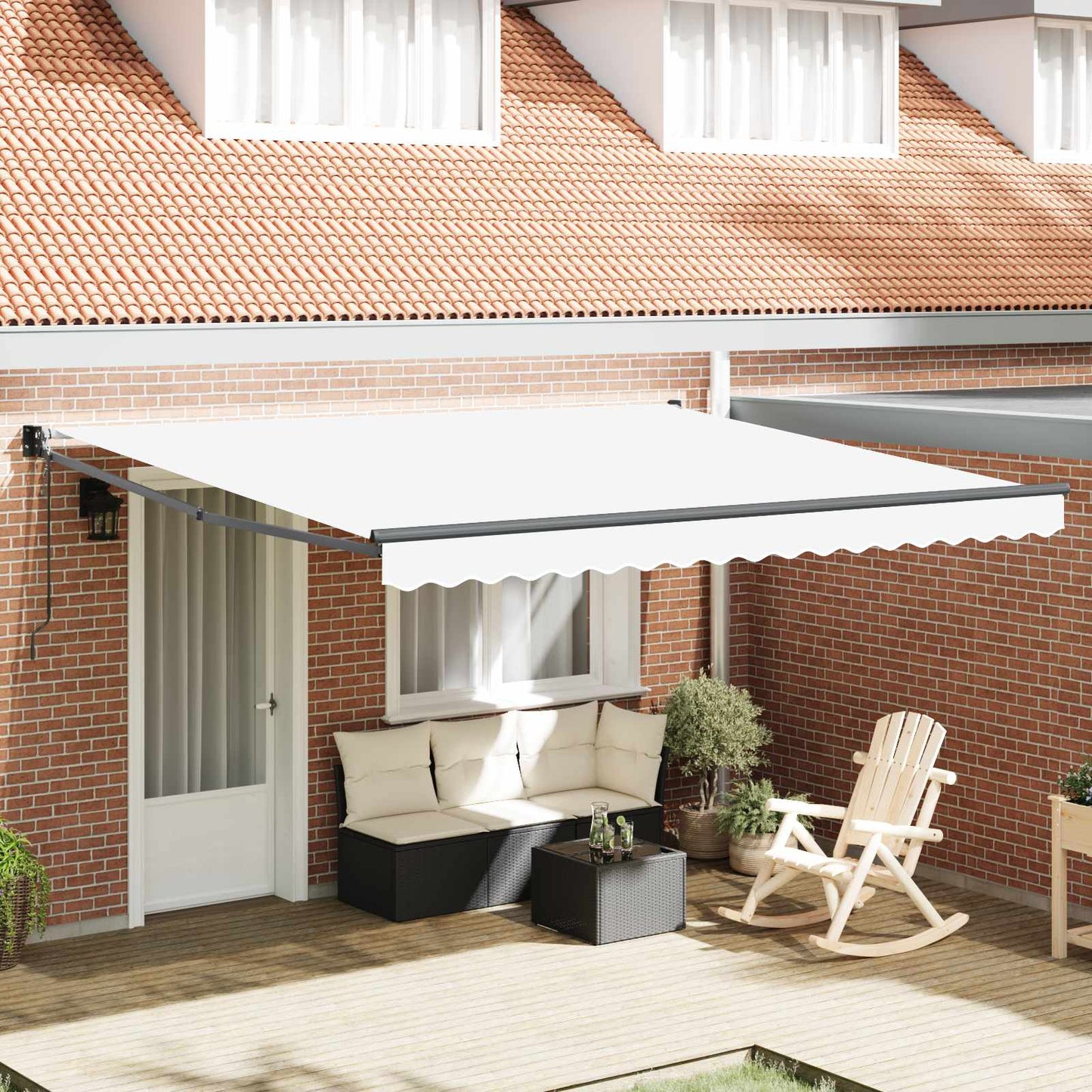 Tenda Retrattile Bianco 400 Ã— 300 cm Poliestere e Alluminio