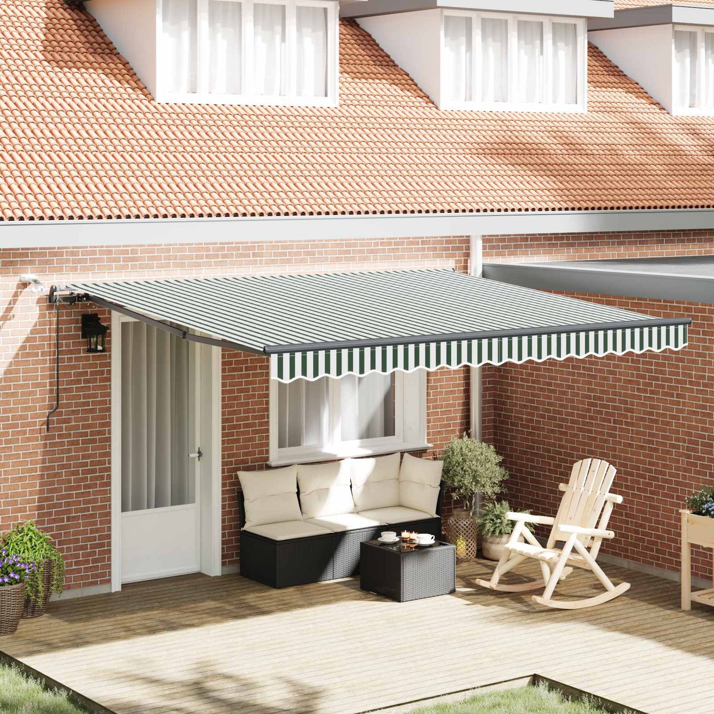 Tessuto per Tenda con Verde e Bianco 400 Ãƒâ€” 300 cm Poliestere