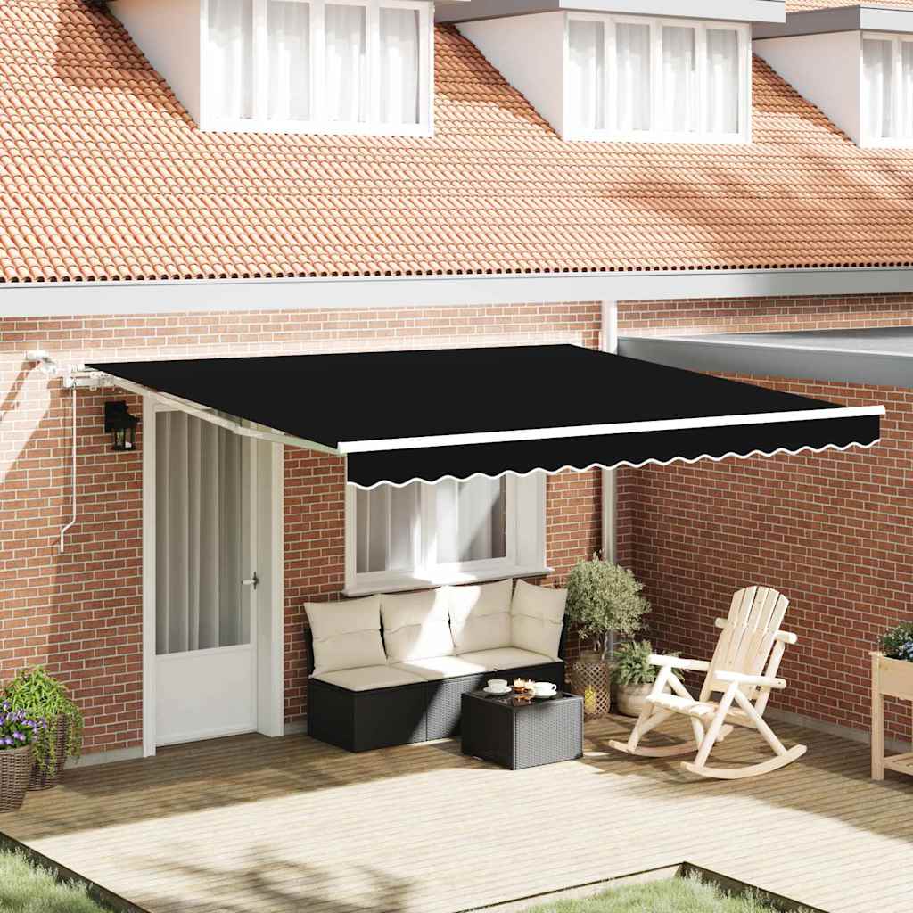 Tenda Retrattile Nero 400 Ã— 350 cm Poliestere e Metallo
