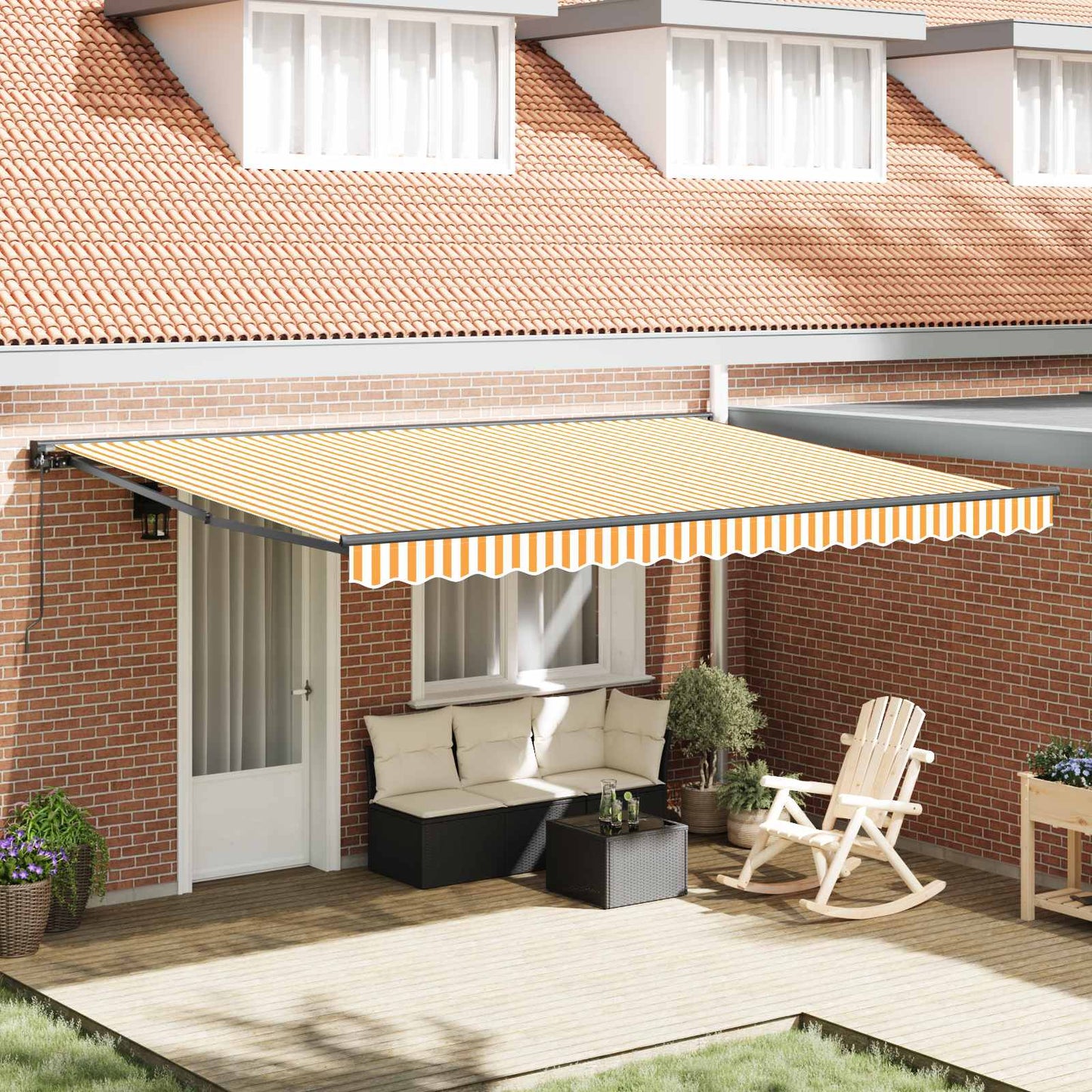 Tenda Retrattile Giallo e Bianco 450 Ãƒâ€” 300 cm