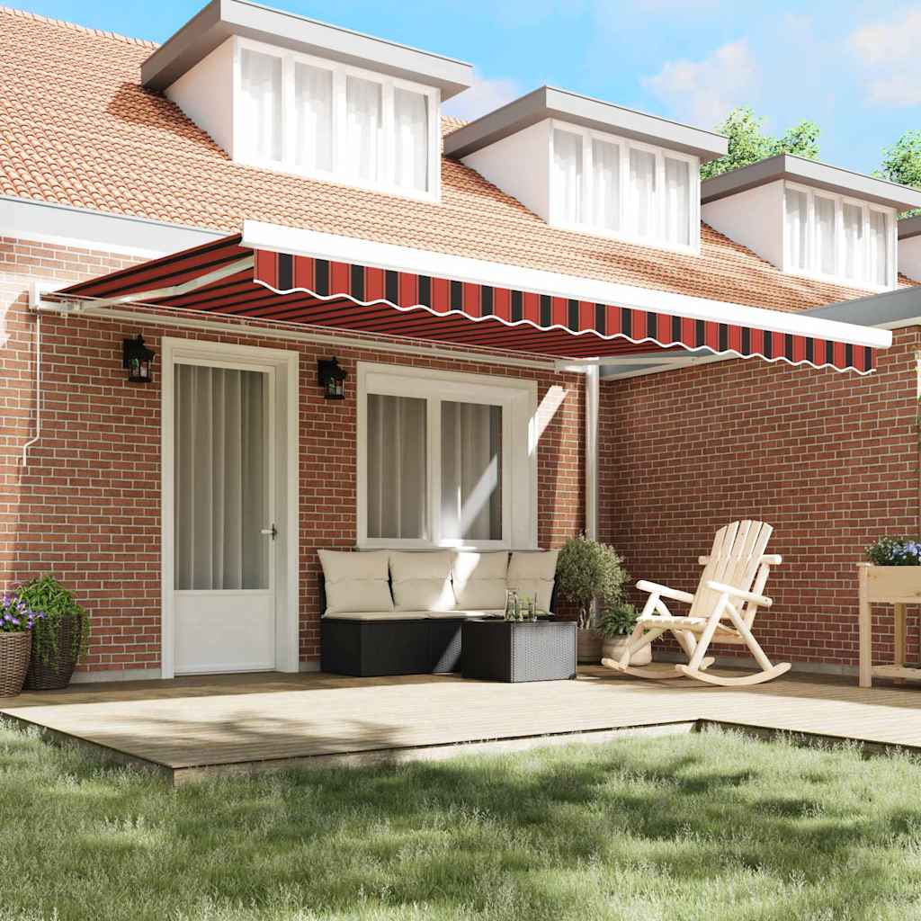 Tenda Retrattile Rosso e Nero 450 Ãƒâ€” 300 cm Tessuto e Metallo