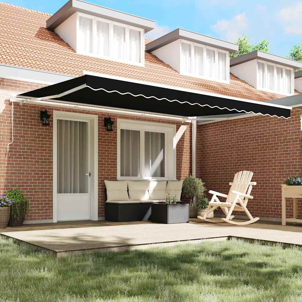 Tenda Retrattile Nero 450 × 300 cm Poliestere e Alluminio