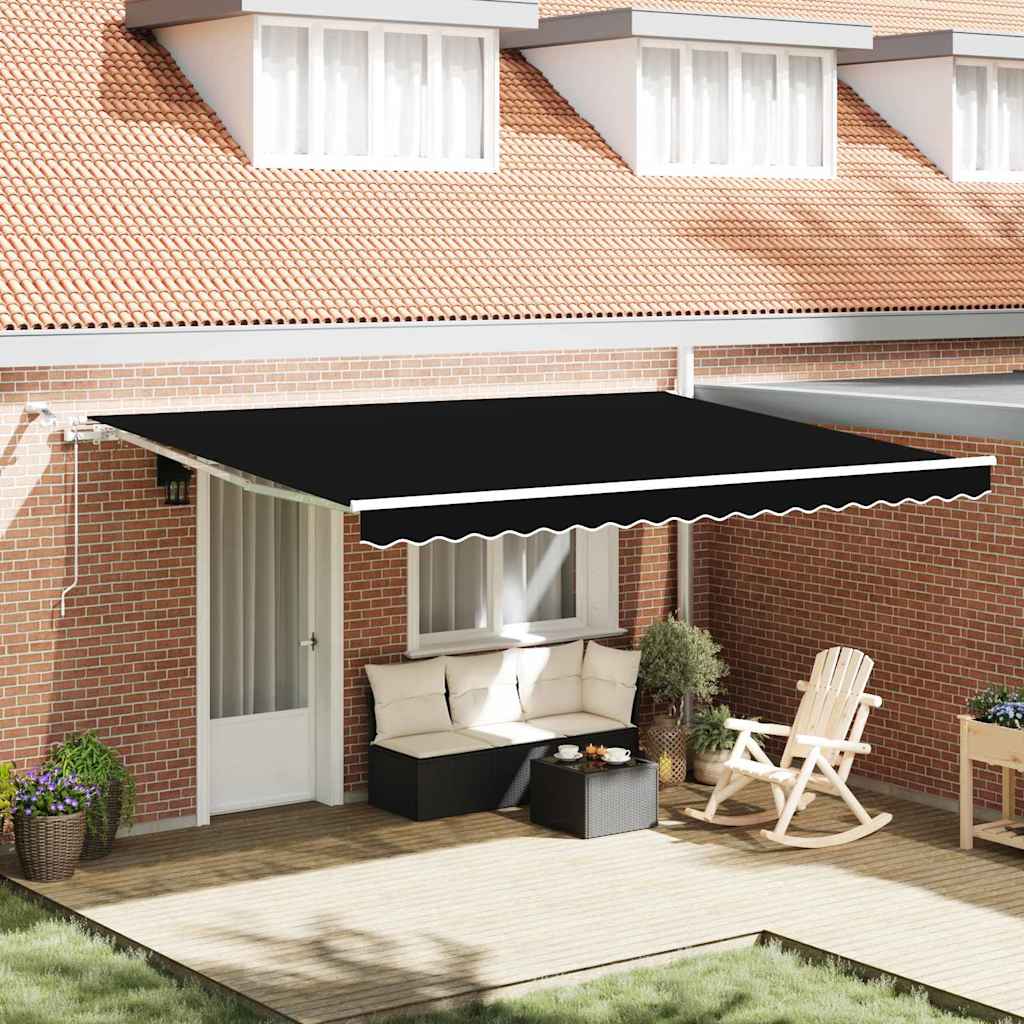 Tenda Retrattile Nero 450 × 300 cm Poliestere e Metallo