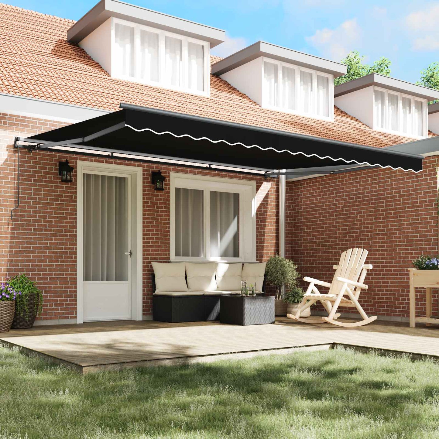 Tenda Retrattile Nero 450 × 300 cm Poliestere e Acciaio