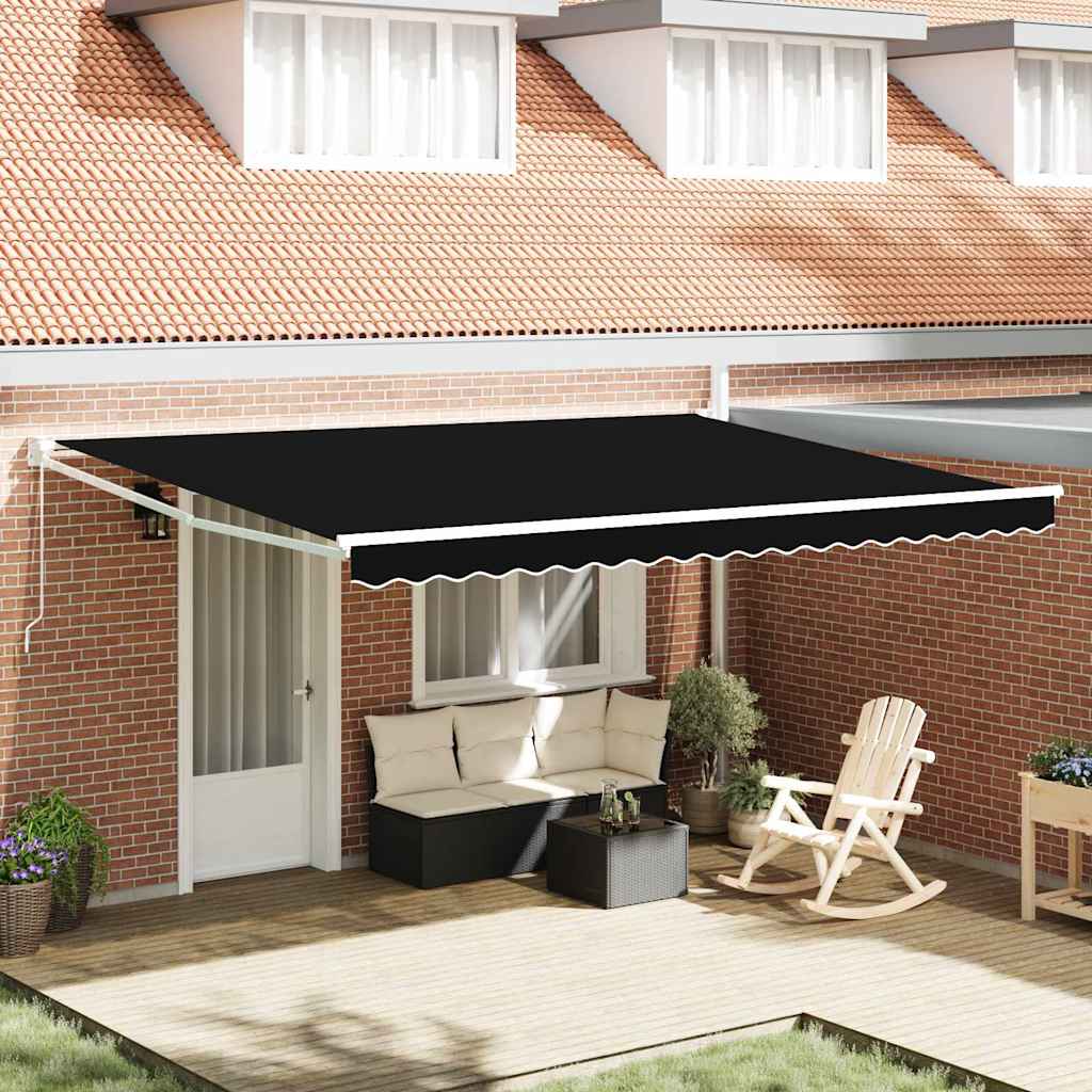 Tenda Retrattile Nero 450 × 300 cm Poliestere e Alluminio