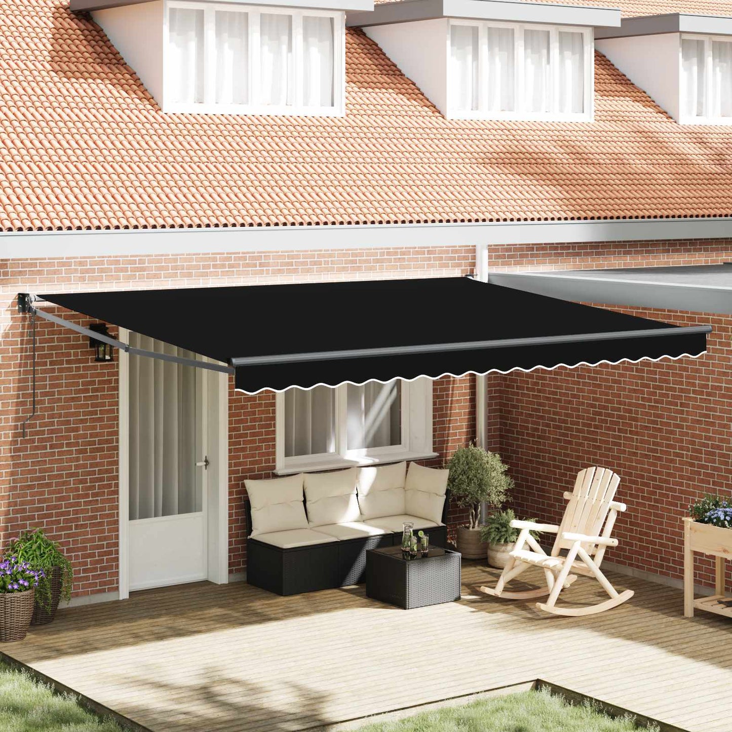 Tenda Retrattile Nero 450 × 300 cm Poliestere e Alluminio